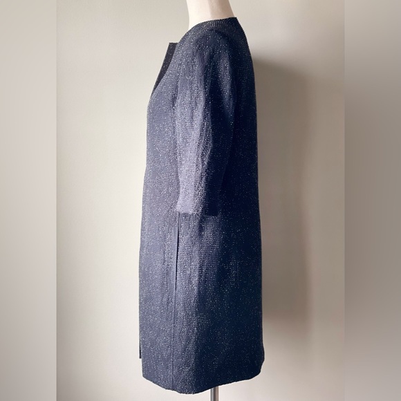 Tahari | Topper Jacket/Long Blazer 3/4 Sleeve | Black Textured | Size 6 - Picture 2 of 7